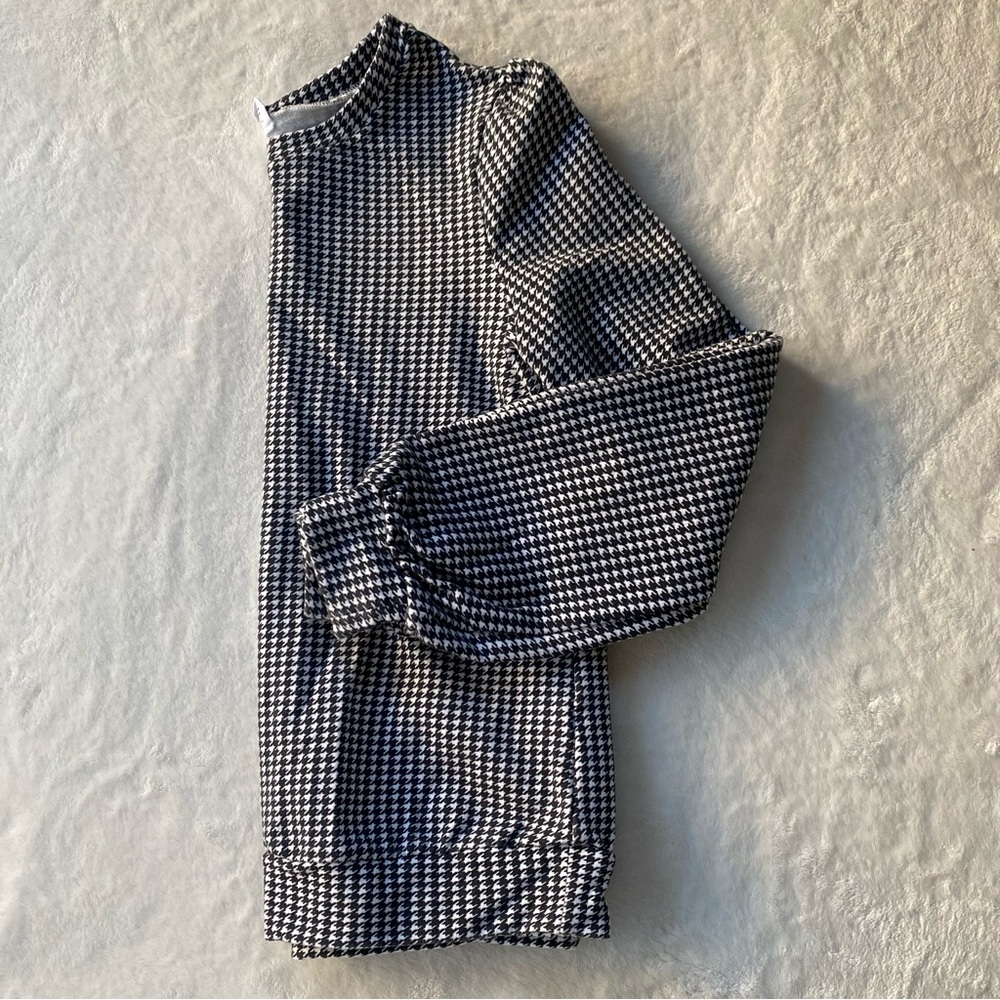 FabKids Girls Houndstooth Puff Sleeve Sweatshirt XL 14/16 - Black & White